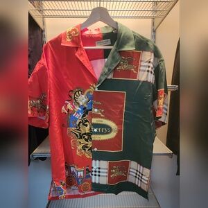 Burberry Men's Multicolor Graphic Button Down Shirt